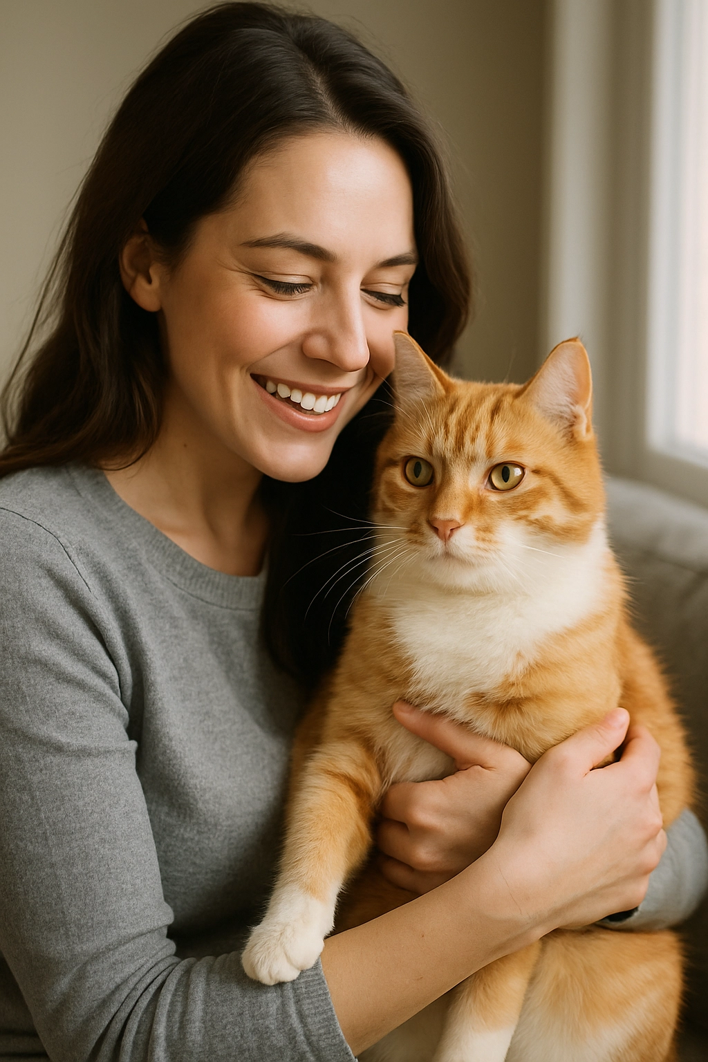 Happy cat owner reunited with their cute cat using Cat Finder app
